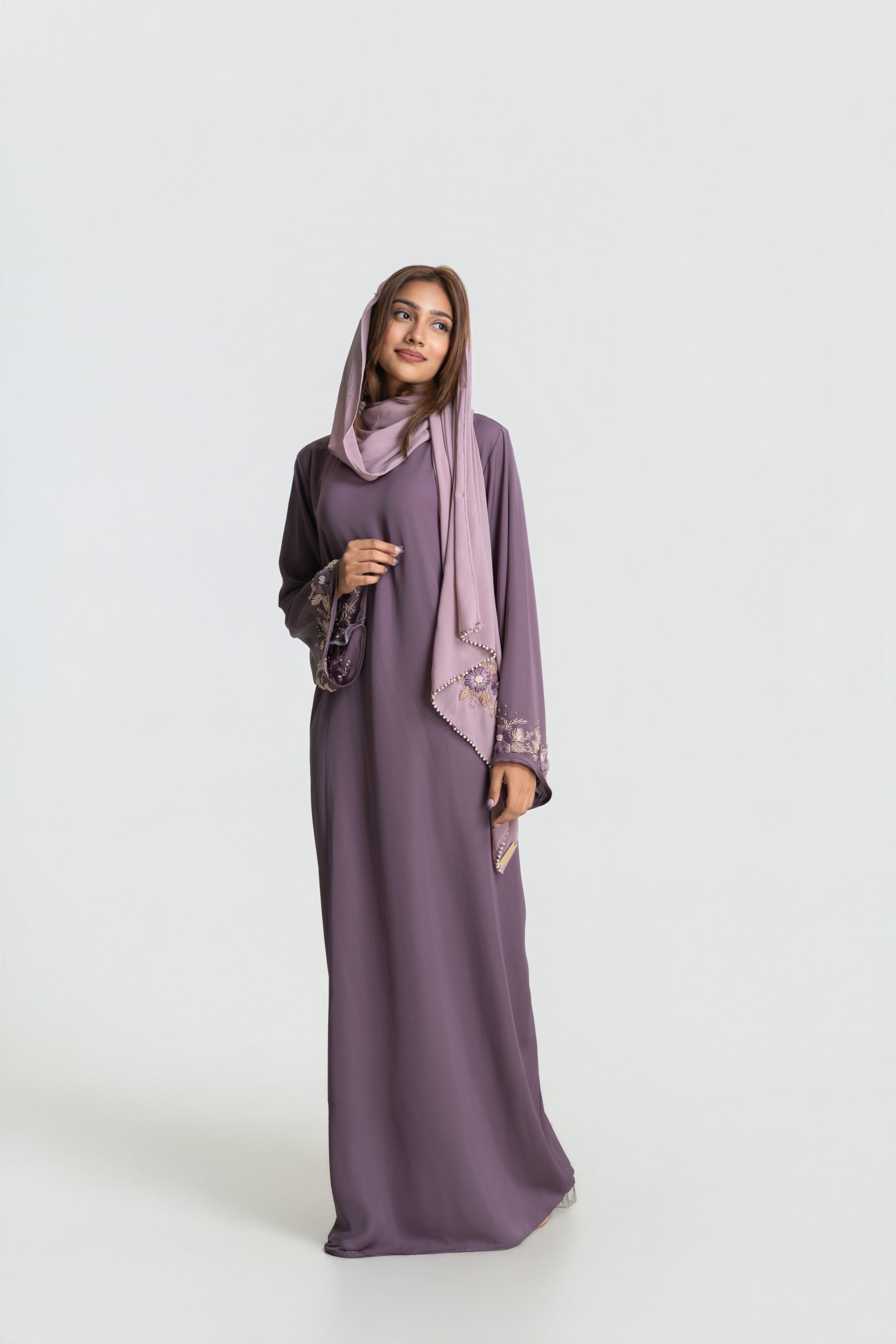Iris abaya set in Violet