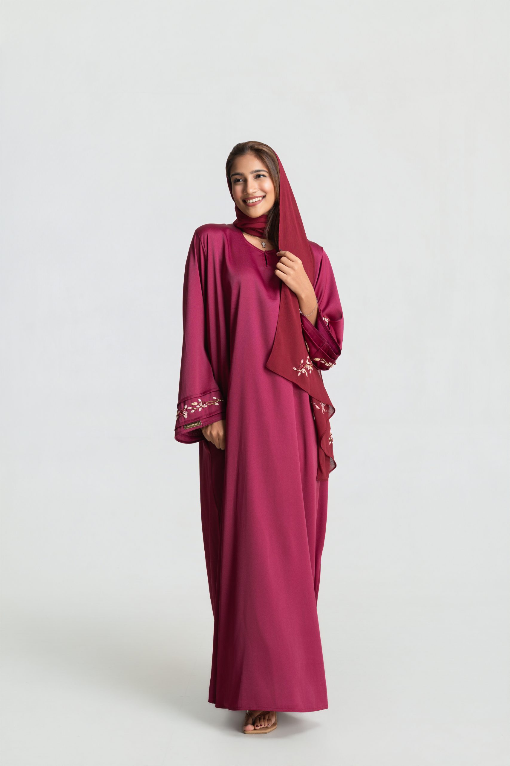 Saffron abaya set in Ruby
